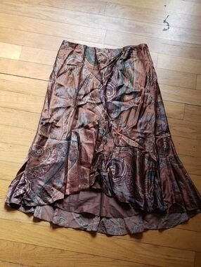 Ralph Lauren Copper Paisley High-Low Skirt